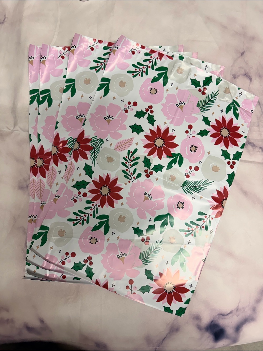25 Festive Floral 10x13 designer poly mailer